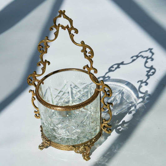 Hielera de Cristal Tallado con Bronce "Montclair"